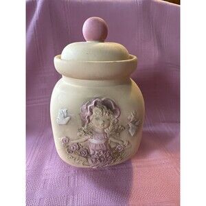 Vintage UCCTI  Japan Pottery Jar -Girl With Doves And Roses.